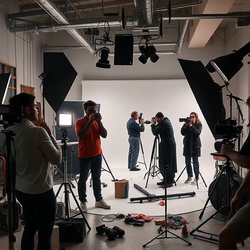 Een sfeerimpressie van de fotostudio met fotografen aan het werk