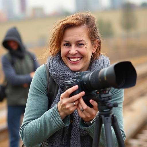 Fotografe Annelies Verhoeven tijdens een fotoshoot met een glimlach
