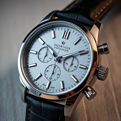 Luxe horloge gefotografeerd met scherpe details en subtiele belichting